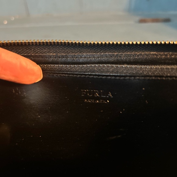 Furla Black Overall Zip Croc Wallet, (Long) - Picture 3 of 6